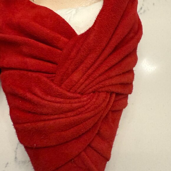 Prada Red Suede Slingback Kitten Heels Size 38 - Picture 6 of 15